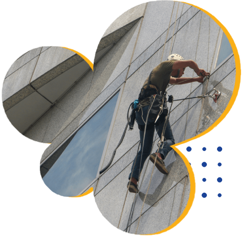 Fensterputzer an Gebäudefassade